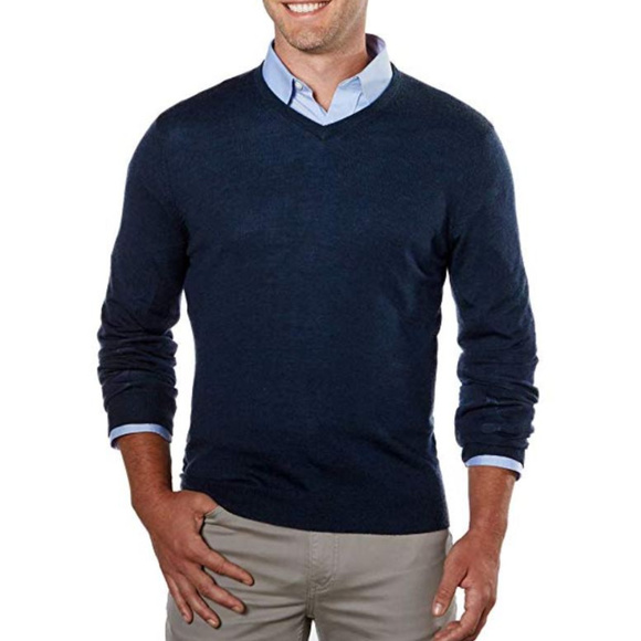 Calvin Klein Merino Wool Blue Pull-Over Sweater - Picture 1 of 6